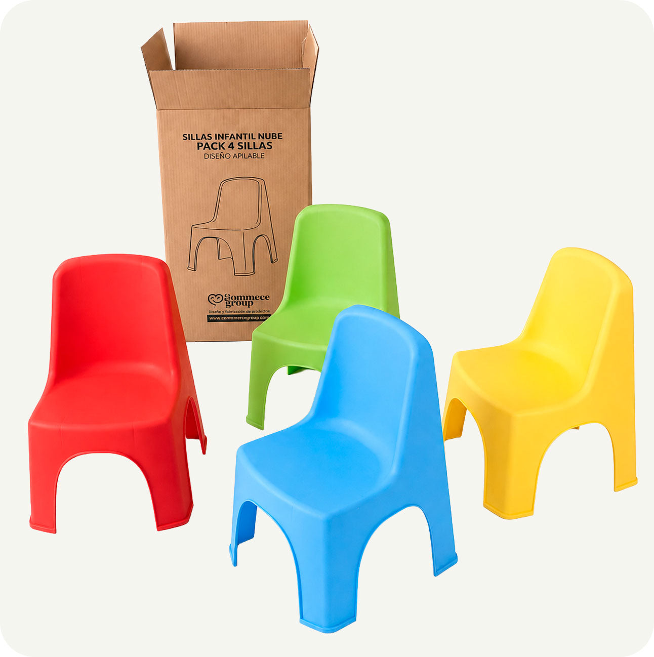 Pack 4 Sillas infantiles Nube - Multicolor