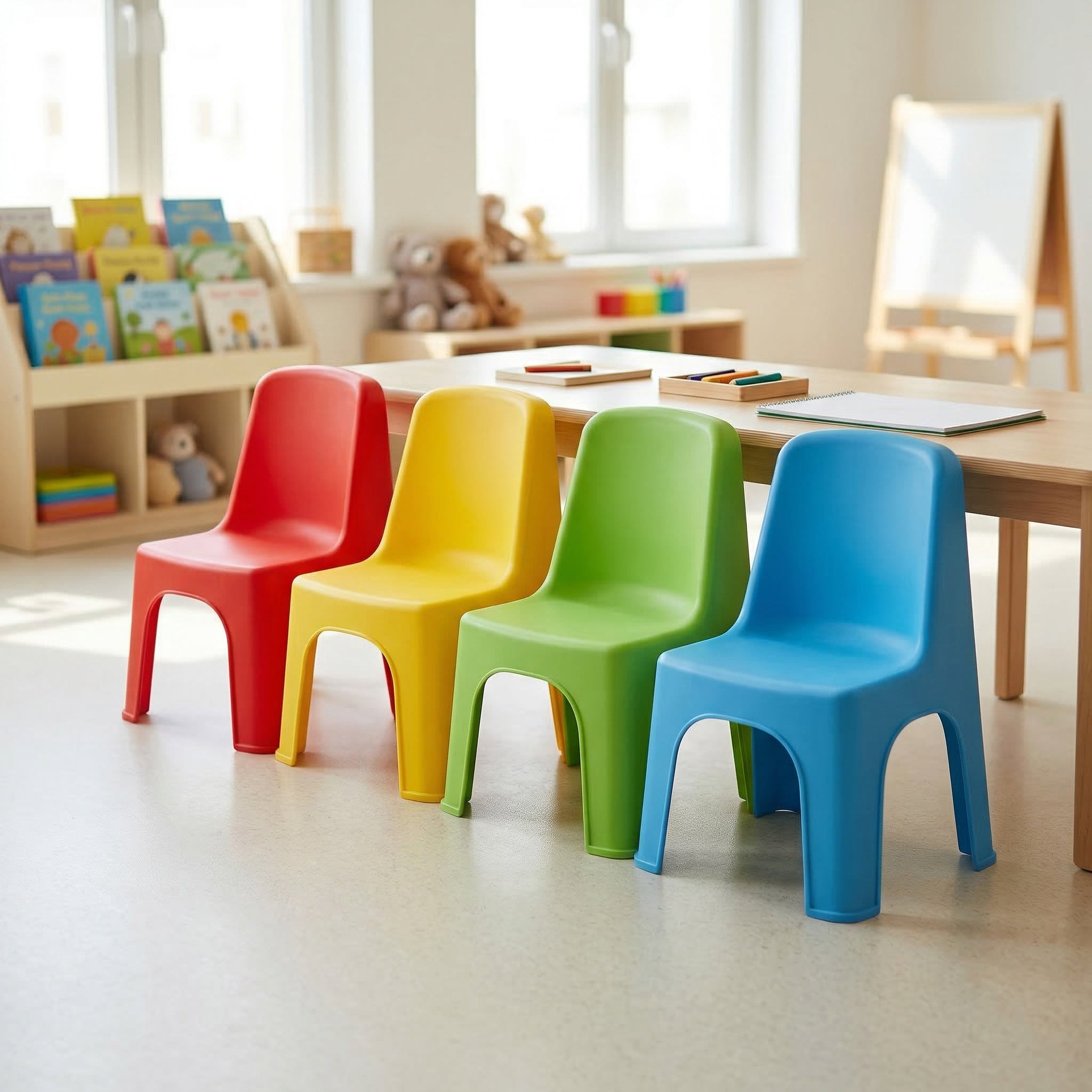 Pack 4 Sillas Infantiles Nube de Plástico | Resistentes, Apilables y Seguras para Niños