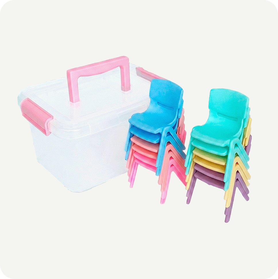 Pack Sillitas Miniatura 12 piezas + Estuche