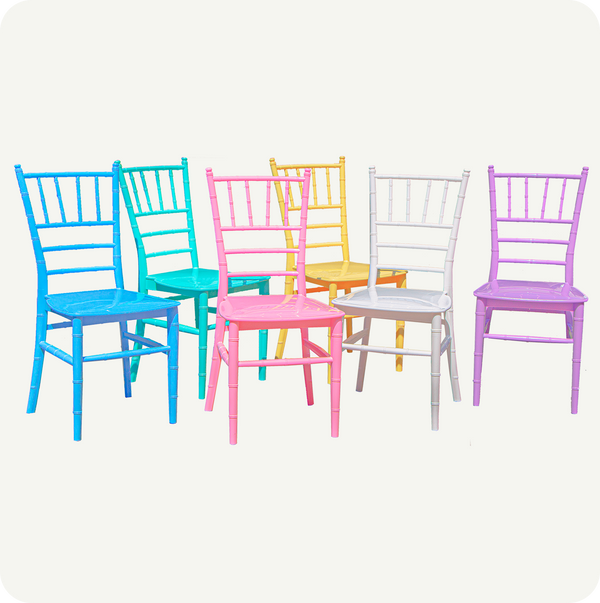 Set Infantil Mesa Blanca 120x60 cm + 6 Sillas Tiffany de Plástico | Multicolor | Eventos y Juegos