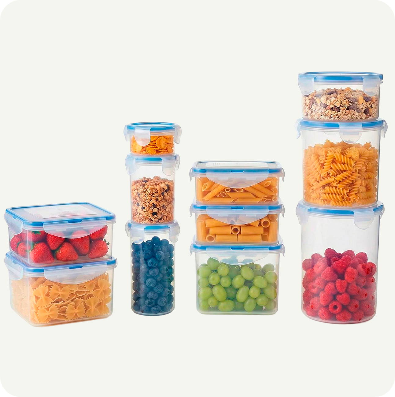 Juego de 11 Recipientes + 11 tapas Herméticos con Tapa
