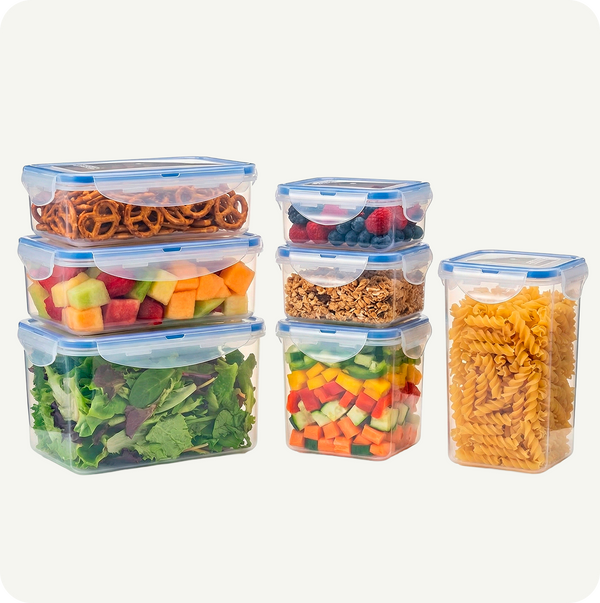 Set de 7 Herméticos Rectangulares – Apilables, Transparentes y Versátile